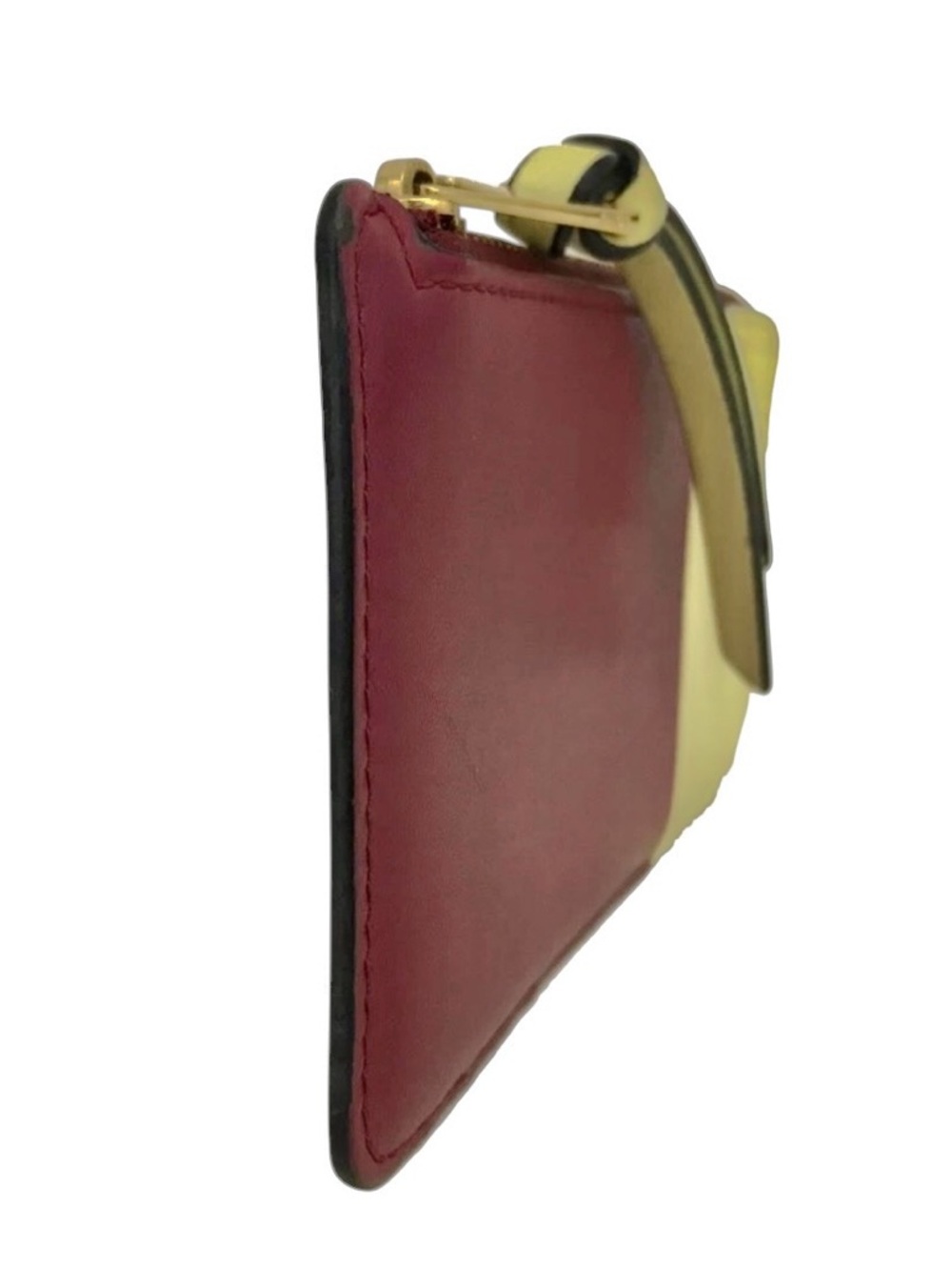 ✨🛍️ Loewe Anagram Burgundy & Yellow Leather Card Holder Pouch - Picture 2 of 5